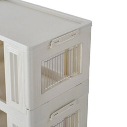 Thehotsale White Four-Tier Foldable And Stackable Plastic Storage Rack With Wheels, 46Cm W X 26Cm D X 93Cm H - thumbnail 6
