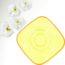 B2C Plant Orchid Pot Plastic  Gloss Oval Planter 12 Cm Yellow Transparent Square - thumbnail 2