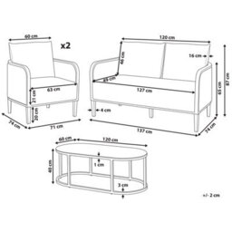 Wyld and Coco Evergreen Garden Sofa Set - Black Powder-Coated Aluminium Frame, Off-White Cushions, Large Modular Seating - thumbnail 4