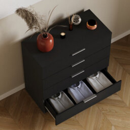 Lassic Vida Designs Trega Black 4 Drawer Chest Compact Space-Saving Bedroom Storage Unit, Engineered Wood (H)740mm X (W)660mm X (D)360mm - thumbnail 8