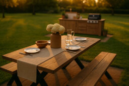Nook Outdoor Dining Table (140X66 Table Only) And Black Metal Cross Legs - thumbnail 1