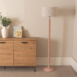 Valuelights Bobbins Painted Rose Floor Lamp With Lemon Embroidered Drum Shade - thumbnail 3