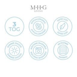 MHG Living 1 Tog Cool Summer Duvet Quilt - Lightweight Striped Microfibre, Breathable, Hypoallergenic Bedding - thumbnail 7