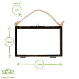 "Nicola Spring Hanging Metal Photo Frame - 6"" X 4"" - Black - Picture Frame Wall Mounted Frame With Rope" - thumbnail 3
