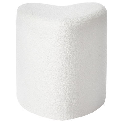 Wyld And Coco Heart-Shaped Pouffe In Off-White Chenille - Compact Accent Stool And Footrest, W40 X D33 X H44Cm - image 1