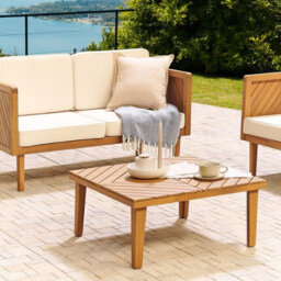 Wyld And Coco Outdoor Coffee Table Light Acacia Wood 70 X 70 Cm Slatted Top - thumbnail 2