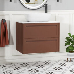 Royal Bathrooms Royal Bathroom Elmore 700mm Terracotta Clay Wall Mounted Countertop Bathroom Vanity Unit 2 Drawer With Elva Basin - thumbnail 1
