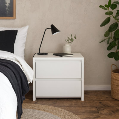 Wyld Haus Salzburg White Gloss Wooden Bedside Table, 2 Drawers, 520 X 481 X 454 mm - image 1