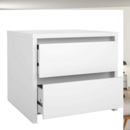 Wyld Haus Salzburg White Gloss Wooden Bedside Table, 2 Drawers, 520 X 481 X 454 mm - thumbnail 7