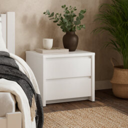Wyld Haus Salzburg White Gloss Wooden Bedside Table, 2 Drawers, 520 X 481 X 454 mm - thumbnail 2