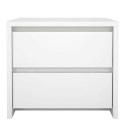 Wyld Haus Salzburg White Gloss Wooden Bedside Table, 2 Drawers, 520 X 481 X 454 mm - thumbnail 4