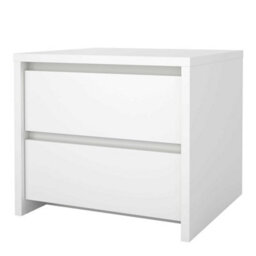 Wyld Haus Salzburg White Gloss Wooden Bedside Table, 2 Drawers, 520 X 481 X 454 mm - thumbnail 5