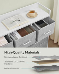 Songmics Fabric Drawer Chest, Bedroom Storage Cabinet, 7 Drawers With Handles, Metal Frame, Dove Grey And Cloud White - thumbnail 5