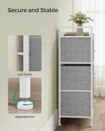 Songmics Fabric Drawer Chest, Bedroom Storage Cabinet, 7 Drawers With Handles, Metal Frame, Dove Grey And Cloud White - thumbnail 6