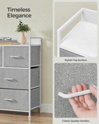 Songmics Fabric Drawer Chest, Bedroom Storage Cabinet, 7 Drawers With Handles, Metal Frame, Dove Grey And Cloud White - thumbnail 7