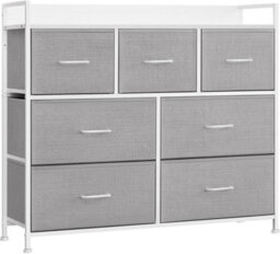 Songmics Fabric Drawer Chest, Bedroom Storage Cabinet, 7 Drawers With Handles, Metal Frame, Dove Grey And Cloud White - thumbnail 8