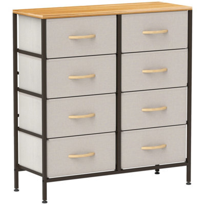Wyld Haus Neyo Toli Cream White 8-Drawer Metal And Fabric Storage Dresser With Maple Wood-Effect Top - image 1