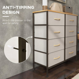 Wyld Haus Neyo Toli Cream White 8-Drawer Metal And Fabric Storage Dresser With Maple Wood-Effect Top - thumbnail 5