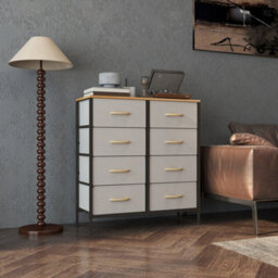 Wyld Haus Neyo Toli Cream White 8-Drawer Metal And Fabric Storage Dresser With Maple Wood-Effect Top - thumbnail 7