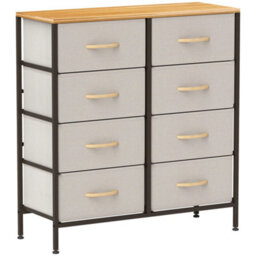 Wyld Haus Neyo Toli Cream White 8-Drawer Metal And Fabric Storage Dresser With Maple Wood-Effect Top - thumbnail 1