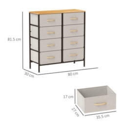 Wyld Haus Neyo Toli Cream White 8-Drawer Metal And Fabric Storage Dresser With Maple Wood-Effect Top - thumbnail 3