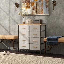 Wyld Haus Neyo Toli Cream White 8-Drawer Metal And Fabric Storage Dresser With Maple Wood-Effect Top - thumbnail 9