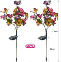 2Pcs Solar Butterfly Flower Garden Lights , Led Outdoor Stake Lights For Pathway And Garden Décor - thumbnail 2