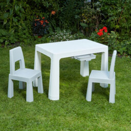 Liberty House Toys Kid's White & Grey Height Adjustable Table And 2 Chairs Set - thumbnail 3