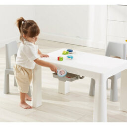 Liberty House Toys Kid's White & Grey Height Adjustable Table And 2 Chairs Set - thumbnail 2