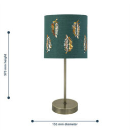 First Choice Lighting Antique Brass Stick Table Lamp With Dark Green Fern Cut Out Shade - thumbnail 6
