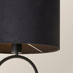 Valuelights Antonia Black Velvet Drum Lamp Shade Matte Black Oval Table Lamp With Led Bulb - thumbnail 4