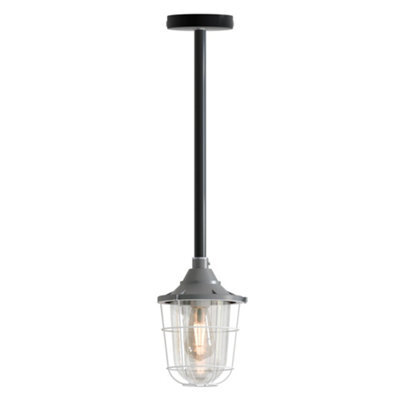 Ledsone Conduit Pendant Light Kit Industrial Farmhouse Black Steel E27 Cage Fitting Ceiling Fixture 80Cm - image 1