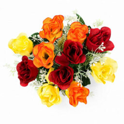 Urbn-Living Red, Orange & Yellow Rosebud Set Of 1 Artificial Silk Flower Grave Pot Memorial Arrangement Graveside Cemetery - thumbnail 8