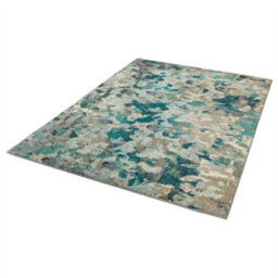Aqua Modern Easy To Clean Abstract Geometric Rug For Dining Room-80Cm X 150Cm - thumbnail 2