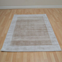 Beige Viscose Easy To Clean Bordered Luxurious , Modern Rug For Living Room, Bedroom - 160Cm X 230Cm - thumbnail 5