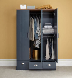 Gfw Kendal 3 Door 3 Drawer Wardrobe Slate Blue