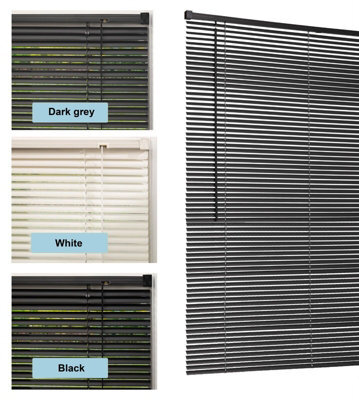 Lister Cartwright 25mm Pvc Venetian Blinds Windows Easy Fit Child Safety Included (Dark Grey, 145 Cm Width X 160 Cm Drop) - image 1
