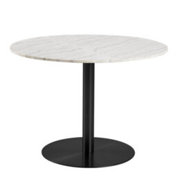Furniture To Go Corby Round Dining Table With White Polished Marble Top & Black Base Includes 4 Batilda Dining Chairs In Cream/oak - thumbnail 2