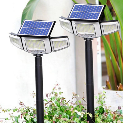 Amorly Solar Spot Lights Outdoor, 3-Head, 231 Led, Motion Sensor,solar And Usb Powered 3 Lighting Modes, Adjustable Angle For Garden Yard - image 1