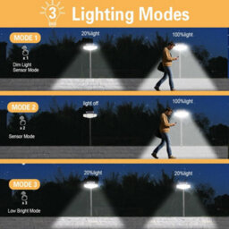 Amorly Solar Spot Lights Outdoor, 3-Head, 231 Led, Motion Sensor,solar And Usb Powered 3 Lighting Modes, Adjustable Angle For Garden Yard - thumbnail 2