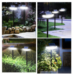 Amorly Solar Spot Lights Outdoor, 3-Head, 231 Led, Motion Sensor,solar And Usb Powered 3 Lighting Modes, Adjustable Angle For Garden Yard - thumbnail 5