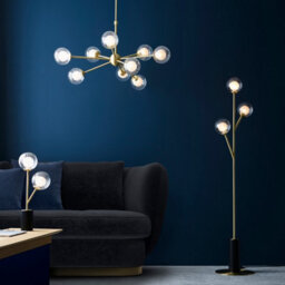 Luminosa Lighting Luminosa Rome Multi Arm Glass Pendant Ceiling Lamp, Satin Brass Plate, Glass - thumbnail 3