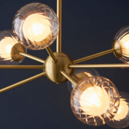 Luminosa Lighting Luminosa Rome Multi Arm Glass Pendant Ceiling Lamp, Satin Brass Plate, Glass - thumbnail 5