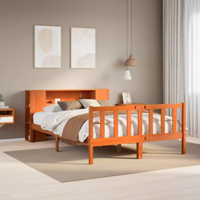 Berkfield Bookcase Bed Without Mattress Wax Brown 140X200 Cm Solid Wood Pine - image 1