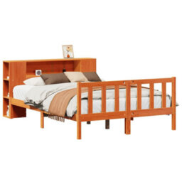 Berkfield Bookcase Bed Without Mattress Wax Brown 140X200 Cm Solid Wood Pine - thumbnail 2