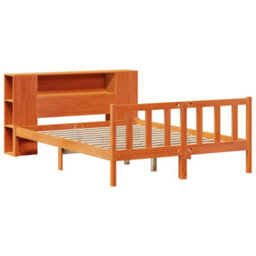 Berkfield Bookcase Bed Without Mattress Wax Brown 140X200 Cm Solid Wood Pine - thumbnail 3