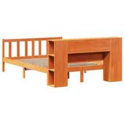 Berkfield Bookcase Bed Without Mattress Wax Brown 140X200 Cm Solid Wood Pine - thumbnail 8