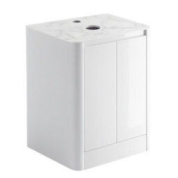 Plum&clay Mayfair Gloss White Freestanding Bathroom Vanity Unit With White Marble Countertop (W)650mm (H)745mm - thumbnail 2