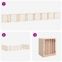 Walplus Poplar Wood Dog Gate With Door Foldable 15 Panels 750 Cm - thumbnail 6