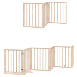 Walplus Poplar Wood Dog Gate With Door Foldable 15 Panels 750 Cm - thumbnail 3
